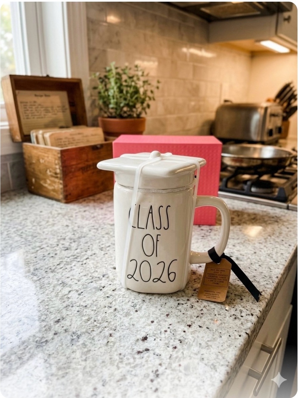 Rae Dunn White Ceramic "Class of 2026" Travel Mug with Lid
